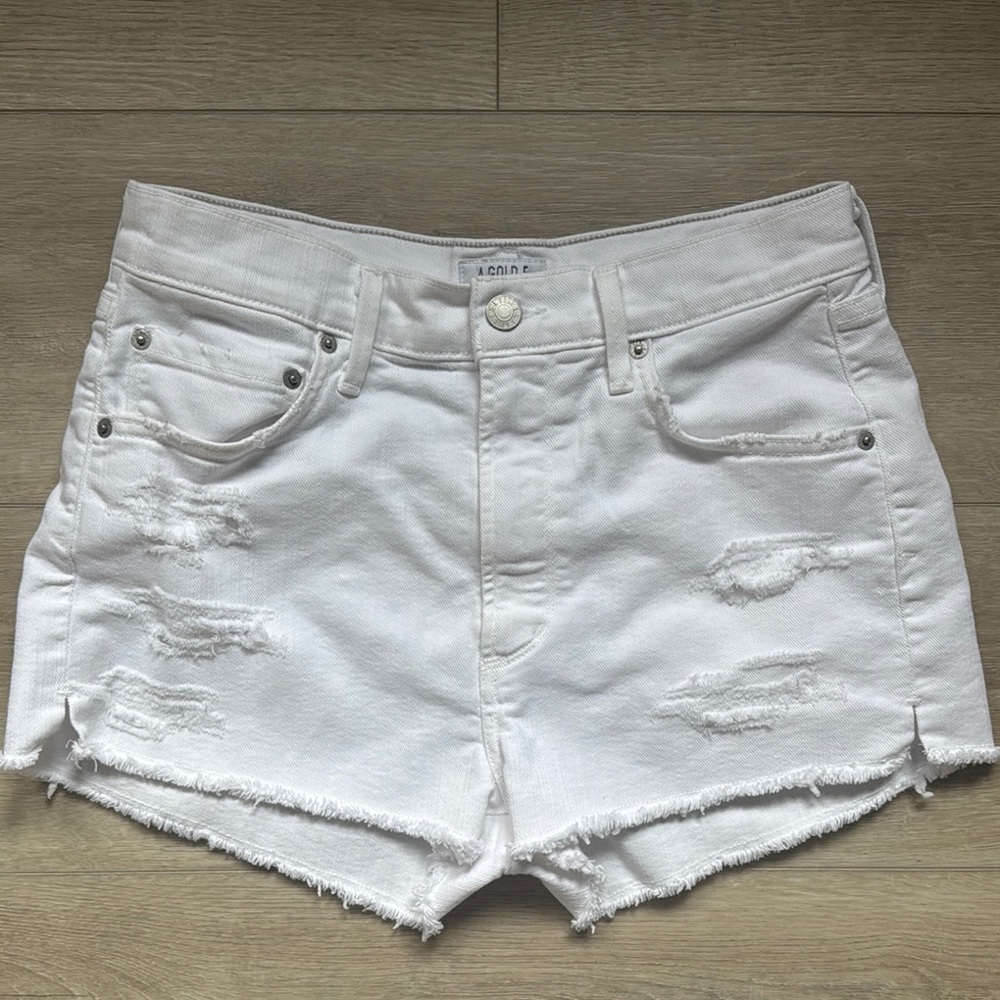 Agolde White Denim Shorts
